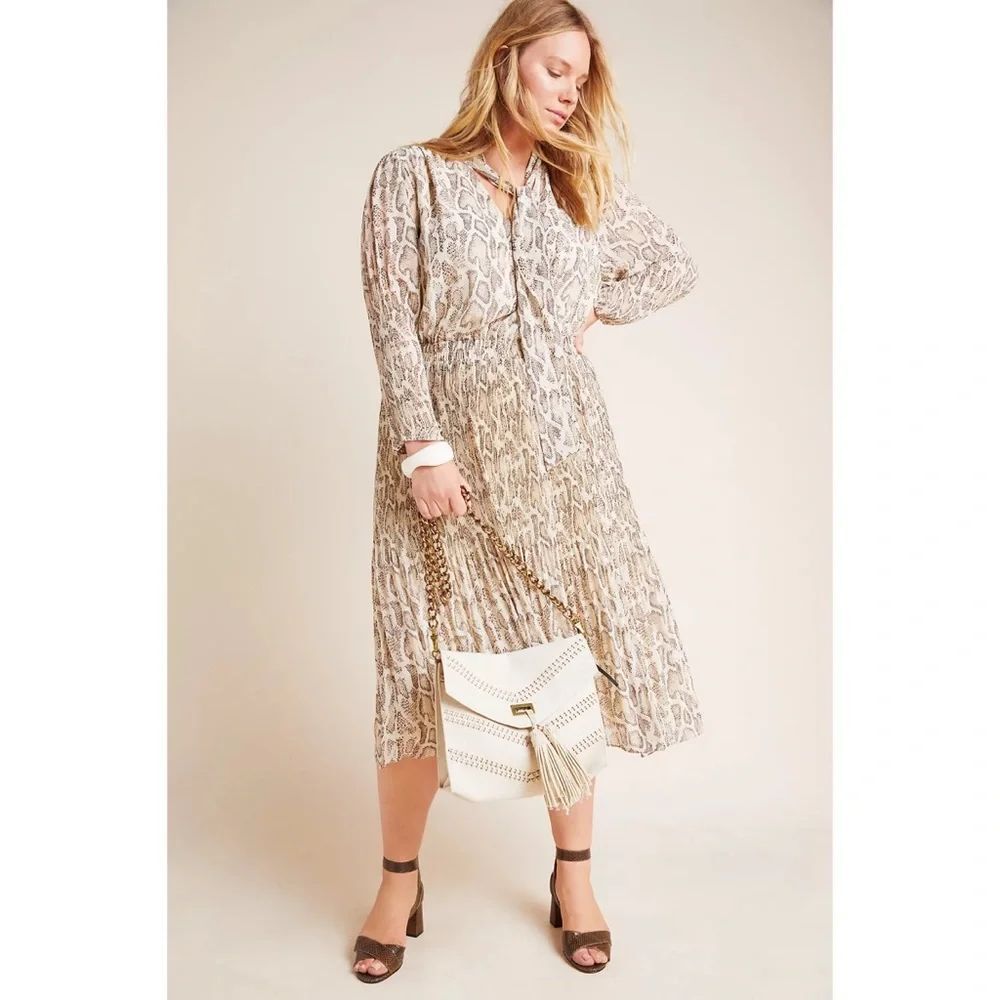 Anthropologie Olivia Snake-Printed Midi Dress